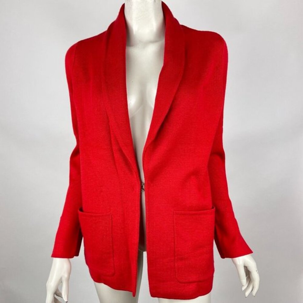 Anthropologie HWR Monogram Owen Red Long Cardigan‎ Wool Button-up Sweater Women